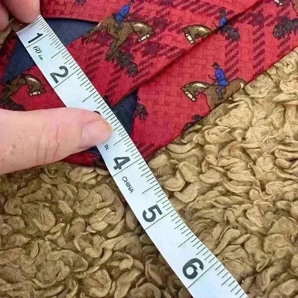 BD Baggies Playful Horse Print Tie - Red Plaid Design - Picture 4 of 4